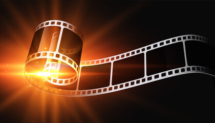 Wall Mural - 3d film strip with glowing light background