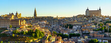 Panoramic View Of The Impressive Medieval City Of Toledo At Dawn.