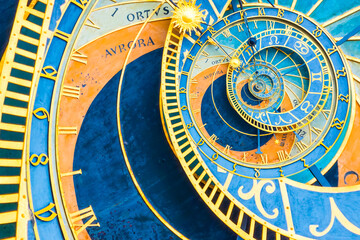 Leinwandbilder - Droste effect background based on Prague astronomical clock. Abstract design for concepts related to astrology and fantasy.