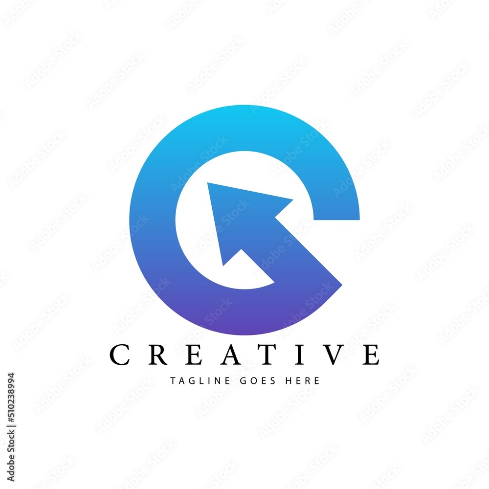 Initial Letter G Logo. White and Blue Circle Shape Origami Style ...
