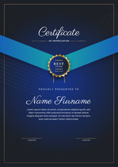 Wall Mural - Modern elegant blue diploma certificate template