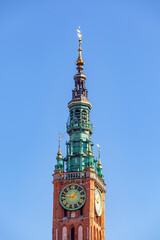 Wall Mural - Red brick church tower in the center of the city of Gdansk