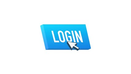 Poster - Blue login button. Cursor icon. Arrow icon. Web banner. Web template 4k