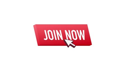 Aufkleber - modern icon with red join now button on white background for banner design. motion graphics design. 