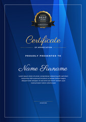 Wall Mural - Modern elegant blue and white diploma certificate template