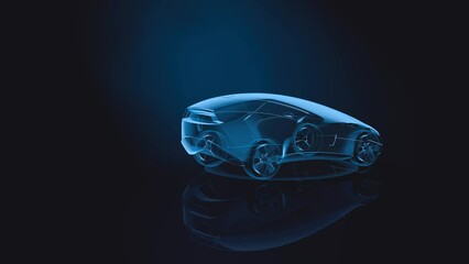 Wall Mural - Future blue x-ray concept car. 3d rendering