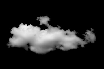 Wall Mural - White clouds on black, fluffy cloud isolated