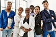 © Krakenimages.com - Group of business workers smiling happy with arms crossed gesture standing at the office.