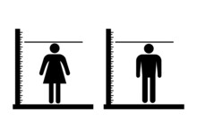 Man And Woman Height Measurements Icon. Vector Illustration
