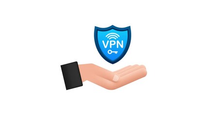 Canvas Print - Secure VPN connection concept with hands. Hnads holding vpn sign. Virtual private network connectivity overview. Motion graphics 4k