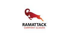 Creative Abstract Red Ram Horn Sheep Bighorn Attack Logo Vector Symbol