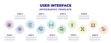 User Interface Infographic Design Template With Boxed Line Stocks, User Tings Interface, Rule, User Ting Interface, Width, Uploading File, New Idea, Connected Users In Flow Chart, Less Percentage