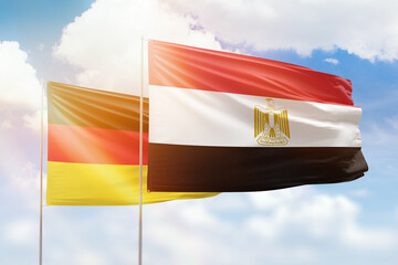Sticker - Sunny blue sky and flags of egypt and germany