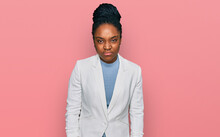 Young African American Woman Wearing Business Clothes Skeptic And Nervous, Frowning Upset Because Of Problem. Negative Person.