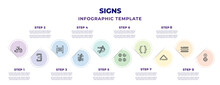 Signs Infographic Design Template With Carwash, There Exists, Absolute, Neither Less Or Exactly Equal, Is Not A Sub, Proportion, Parentheses Grouping, Triangles, Reason Icons. Can Be Used For Web,
