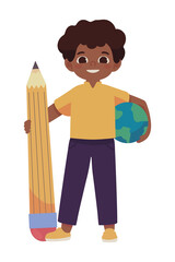 Poster - boy woth globe and pencil