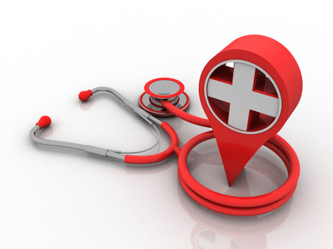 3d rendering hospital navigation with Stethoscope


