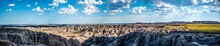 Panoramic Of Open Expanse Of The Badlands National Park In South Dakota. 