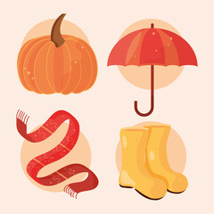 Canvas Print - autumn things icons