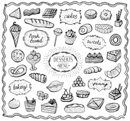 Sticker - Chalk desserts and baked goods graphic set