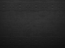 Vector Grunge Rough Dark Metal Background With Scandinavian Pattern. Iron Material Brutal Ethnic Geometric Pattern In Norwegian Style. Slavic Pagan Design. Blacksmith Viking Epic Legendary Impression.