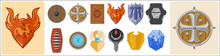 A Collection Of Fantasy Shield Weapon Icons