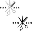 Barber - image of scissors and comb. Hairdresser's tools. Banner, blank, template, logo.