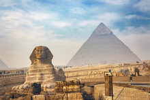 Ancient Sphinx And Pyramids, Symbol Of Egypt