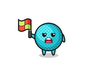 Sticker - spiky ball character as line judge putting the flag up