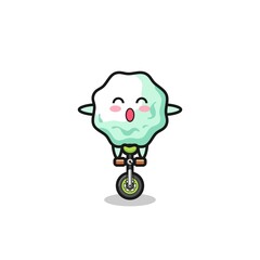 Poster - The cute chewing gum character is riding a circus bike