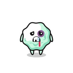 Sticker - injured chewing gum character with a bruised face