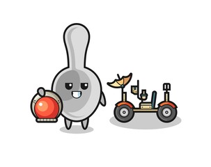 Wall Mural - the cute spoon as astronaut with a lunar rover