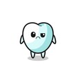 the mascot of the tooth with sceptical face