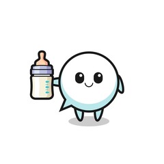 Sticker - baby speech bubble cartoon character with milk bottle