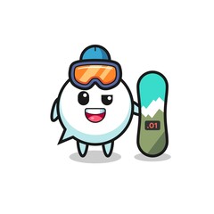 Sticker - Illustration of speech bubble character with snowboarding style