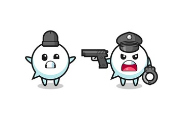 Sticker - illustration of speech bubble robber with hands up pose caught by police