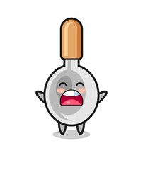 Sticker - cute cooking spoon mascot with a yawn expression