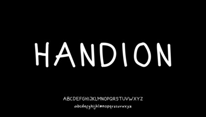 Wall Mural - Handion, Handsign letter uppercase and lowercase font alphabet. vector font.