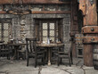 Fantasy medieval tavern inn background. 3d rendering