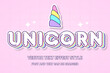 unicorn cute kawaii kids children pastel 3d editable text effect font style template background wallpaper banner poster flyer
