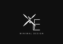 Alphabet Letter XE Logo Design Line Art