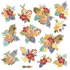 Wall Mural - Tropical flower vector illustration material collection,