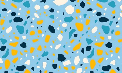 Colorful venetian terrazzo imitation seamless pattern. Realistic marble texture with stone fragments. Modern minimalistic floor tile for interior decoration. Trendy abstract illustration.