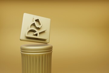 Poster - Beautiful abstract illustrations golden Microscope symbol icons on a golden column and wonderful background. 3d rendering illustration. Background pattern for design.