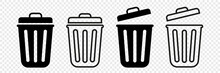 Set Of Trash Bin Icon, Isolated On Transparent Background, Vector Illustration