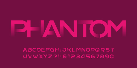 Poster - Phantom alphabet font. Sans serif letters and numbers with transparency elements. Stock vector typeface for your typography design.