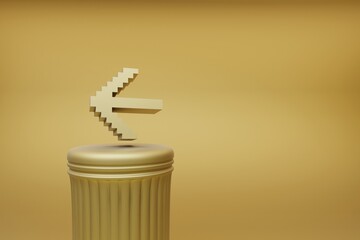 Poster - Beautiful abstract illustrations Golden Golden Pixel Arrow Left symbol icons on a golden column and wonderful background. 3d rendering illustration. Background pattern for design.