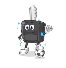 Sticker - car key playing soccer illustration. character vector