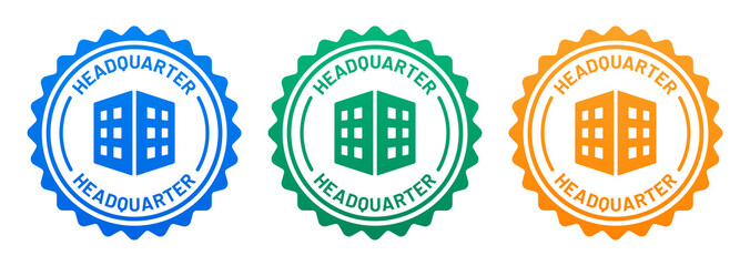 Poster - Headquarter stamp vector sign. Building icon for company headquarters concept.