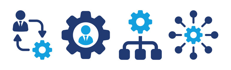 Aufkleber - Business management icon vector set with businessman and settings gear.